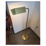 Brass Adjustable Floor Lamp with Geometric Shade