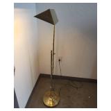 Brass Adjustable Floor Lamp with Geometric Shade