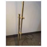Brass Adjustable Floor Lamp with Geometric Shade
