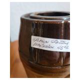 Set of 2 Vintage Stoneware Pieces - Peoria Pottery Wax Sealer and MSWCo Jug