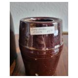 Antique Brown Stoneware Jug and Reynolds Pottery Wax Sealer