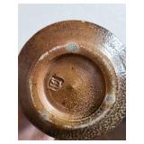 Studio Art Pottery Tea Bowl with Earth Tone Glaze and Artist Mark