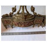 Pair of Ornate Vintage Brass Mantel Urns with Floral Motif