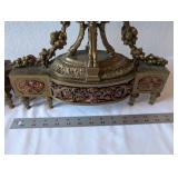 Pair of Ornate Vintage Brass Mantel Urns with Floral Motif