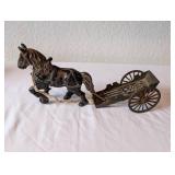 Antique Cast Iron Horse and Wagon Toy