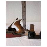 Vintage Woodworking Plane with Industrial Electrical Insulator Device