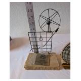 Collection of 3 Desk Decor Pieces Incl. Metal Globe Bookend, Science Award Sculpture, and Cast Iron Bottle Opener