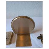 Collection of 3 Desk Decor Pieces Incl. Metal Globe Bookend, Science Award Sculpture, and Cast Iron Bottle Opener