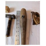 Vintage Wooden Tool and Decor Collection with Level, Sorting Tray, and Carved Box