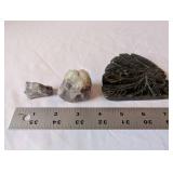 Stone Carving of Native American Head with Two Mineral Specimens