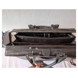 Black Leather Briefcase with Shoulder Strap and Dual Compartments