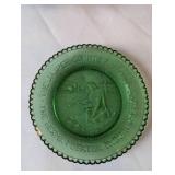 Vintage Menâs Shaving Set with Green Glass Bottle, Brass Dish, Razor, and Brush