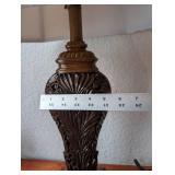 Table Lamp with Ornate Resin Base and Fabric Shade