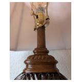 Table Lamp with Ornate Resin Base and Fabric Shade