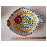 Vietri Italian Hand-Painted Fish-Shaped Ceramic Serving Bowl