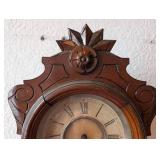 Antique F.L. Archambault Walnut Mantel Clock with Etched Glass Door