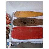 Set of 3 Vintage Wooden Canoe Paddles, Including Dick Tracy Paddle