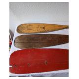 Set of 3 Vintage Wooden Canoe Paddles, Including Dick Tracy Paddle
