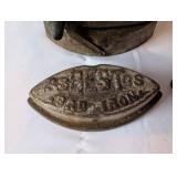 Collection of 4 Antique Cast Iron Sad Irons Assorted Brands