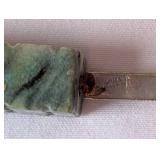 Mexican Silver Souvenir Spoon with Onyx Handle and Decorative Silver Horseshoe Brooch