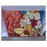 Mary Jane Sanborn Lewis 2001 Original Painting Yellow Bowl Still Life 24x30