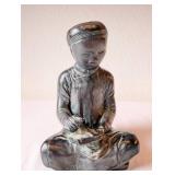 Vintage Seated Asian-Style Bronze Sculpture Figurine 8.5 Inches Tall