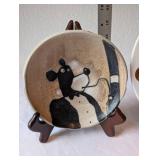 Set of 2 Vintage Ceramic Dishes - Rooster Deviled Egg Plate and Cartoon Dog Bowl