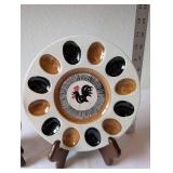 Set of 2 Vintage Ceramic Dishes - Rooster Deviled Egg Plate and Cartoon Dog Bowl