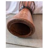Hand-Carved Wooden Djembe Drum with Bahamian Dolphin Motif