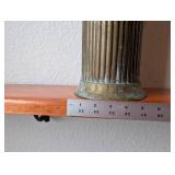 Tall Vintage Brass Ribbed Vase with Handles 17 Inch