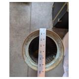 Tall Vintage Brass Ribbed Vase with Handles 17 Inch