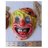 Set of 4 Vintage Costume Masks Cow Clown Jester Assortment