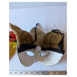 Set of 4 Vintage Costume Masks Cow Clown Jester Assortment