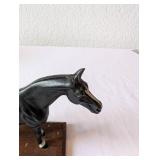 Vintage Metal Horse Figurine on Wood Base