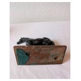 Vintage Metal Horse Figurine on Wood Base