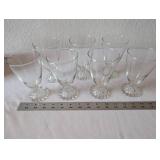 Set of 7 Clear Glass Goblets with Decorative Bases