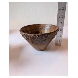 Antique Cast Metal Oxen Figures and Textured Metal Bowl Set