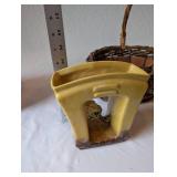 Vintage Basket, Ceramic Planter, and Sea Shell Display Collection