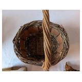 Vintage Basket, Ceramic Planter, and Sea Shell Display Collection