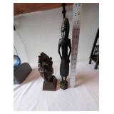Set of 2 Hand-Carved African Wooden Sculptures