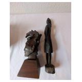 Set of 2 Hand-Carved African Wooden Sculptures