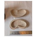 Wood Carved Burl Planter and Carved Stone Trinket Box Set