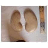 Wood Carved Burl Planter and Carved Stone Trinket Box Set