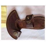 Ulu Chopper Knife with Green Handle and Leather Sheath