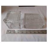 Collection of 2 Glass Trinket Boxes and Vintage Velvet Lined Jewelry Case