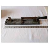 Vintage Industrial Metal Paper Cutter with Wood Handle