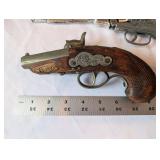 Set of 3 Vintage Toy Cap Guns and Cast Iron Miniature Flat Iron