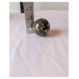 Decorative Hand-Painted Bowl, Painted Folk Flute, and Mineral Sphere Set