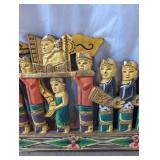 Balinese Hand-Carved Painted Wood Processional Wall Art Panel