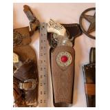 Vintage Western Toy Cap Gun Holsters and Texas Star Badge Collection